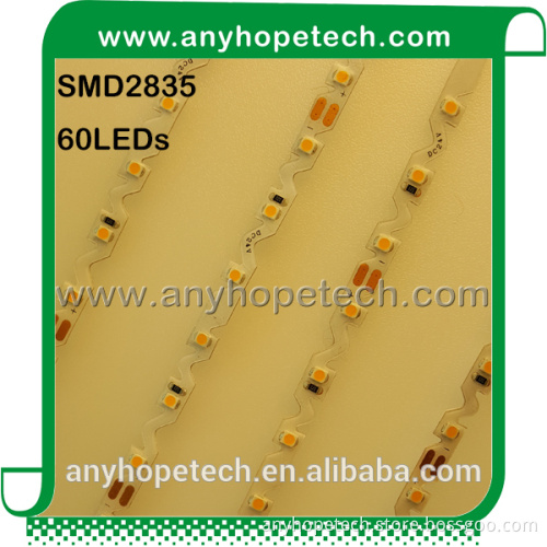 SMD2835 60 leds 14.4W 24 volt waterproof IP65 bendable led light strip